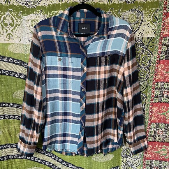 Rails Heathrow Mixed Plaid Brando Button Down Shirt Size Medium - Picture 2 of 16
